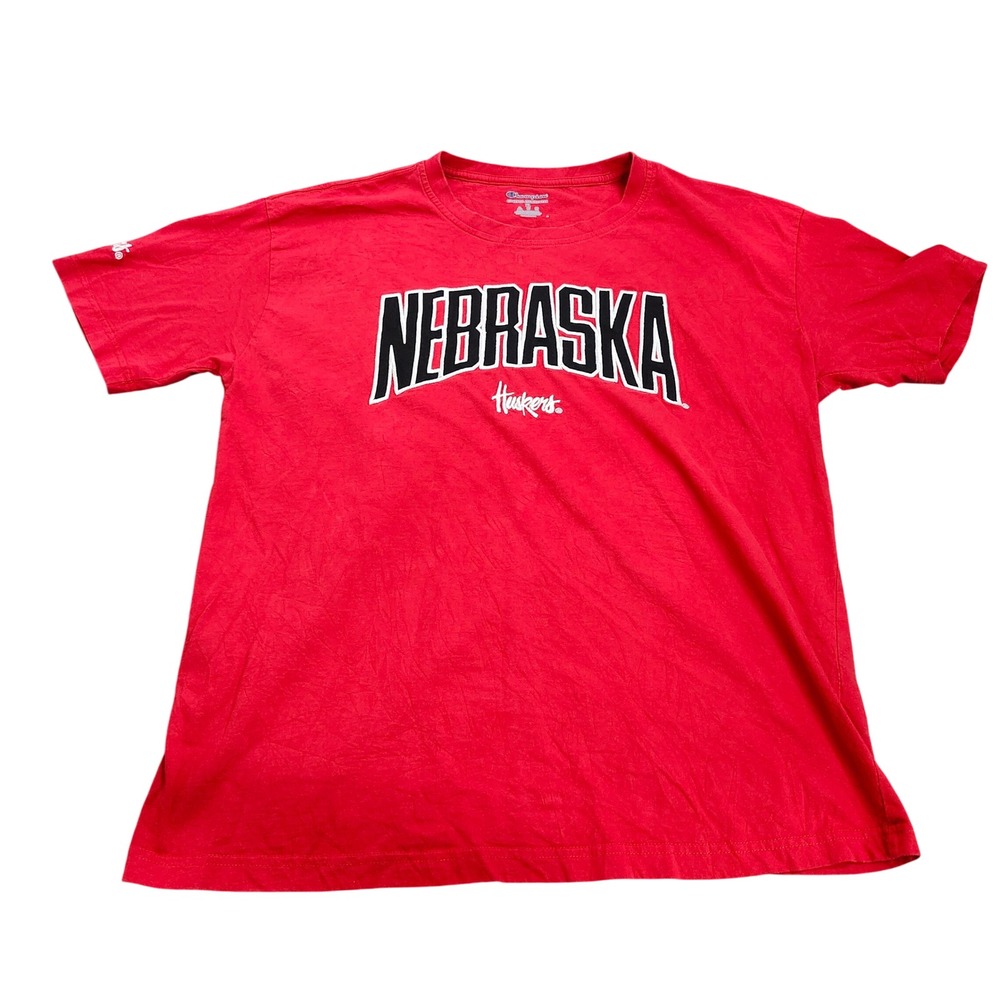NEBRASKA XL RED NCAA T-SHIRT CHAMPION EUC